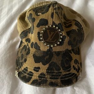 LV Upcycled Leopard Print Ball Cap